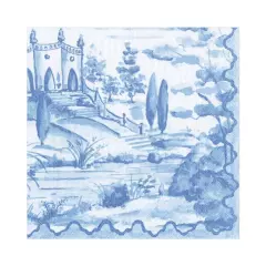 Tuscan Toile Paper Luncheon Napkins in Blue - Two Packs of 20