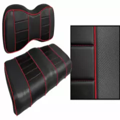 Golf Cart Custom Seat Covers Carbon Fiber Black and Red Yamaha Drive/Drive2