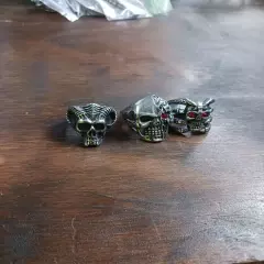 SET OF THREE MENS SKULL RINGS - STAINLESS STEEL - SIZE 11