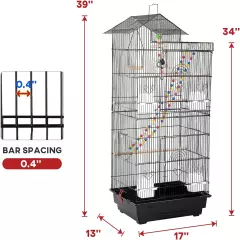 39-Inch Roof Top Large Flight Parrot Bird Cage Accessories Medium Roof Top Larg