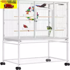 VIVOHOME 54 Inch Wrought Iron Large Bird Flight Cage with Rolling Stand for Para