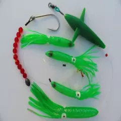 Set of 3 DAISY CHAIN BAIT RIG BULB SQUID & BIRD TUNA MARLIN TROLLING LURE Random