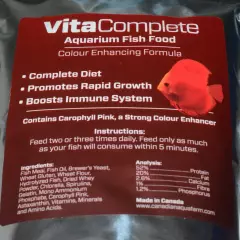 VitaComplete Color Enhancing Tropical Aquarium Fish Food Sinking Pellet Granules