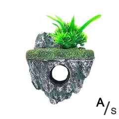 Aquarium Ornament Rockery Hiding Mountain Cave Home Fish Tank Decor ResinฅGIFT