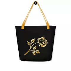 Goldd Rose All-Over Print Large Tote Bag Floral 