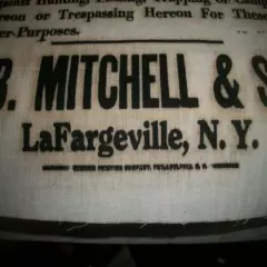 Rare Cloth Sign Private Lands Hunting Fishing I B Mitchell & Son LaFargeville NY