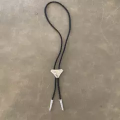 Vintage Leather Cord with Metal Tips Bolo Tie