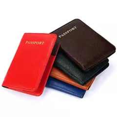 Litchi Texture Multifunctional Genuine Leather Passport Package for travel(Blue)