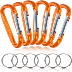 6-Pack Aluminum Multi-Color Carabiner Spring Clip Keychain (Many Sizes, Colors)