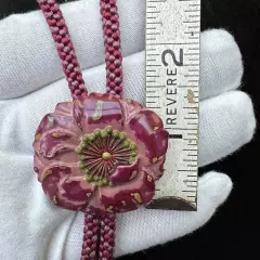 Vintage Bolo Tie Acrylic Flower Western Copper Clasp And Tips ￼