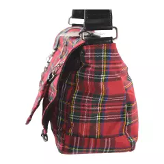 Lost Queen Red Tartan Plaid Crossbody Purse with Zippers and studs 