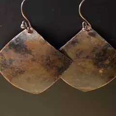 Abstract Handcrafted Copper Earring with Original Patina