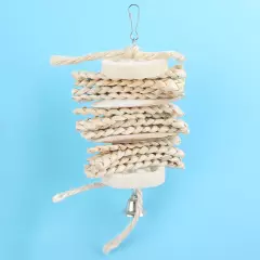 Bird Chew Toy Hanging Natural Corn Husk Loofah Bite Gnawing Toy For Lovebird