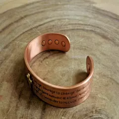 Pure Copper Magnetic Bracelet Arthritis Pain Therapy Cuff Serenity Prayer Cross