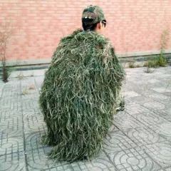 Jungle Camouflage Ghillie Suit Hat Net Cloak Poncho Cape Hunting Outdoors Sports