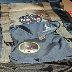 NASA Bioworld Backpack w/ Logo Roll Top Built Up Space Laptop Bag Apollo 11