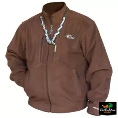 DRAKE WATERFOWL MST WINDPROOF LAYERING FLEECE COAT JACKET BROWN SMALL