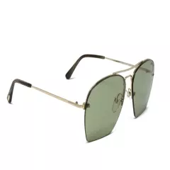 Tom Ford Unisex Sunglasses Whelan TF0505S 28N Gold Green Horn 58mm Green Lens