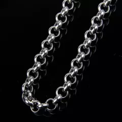 Large 10mm 30" Men's fashion round necklace Rolo chain silver S.steel jewelry