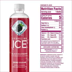 Sparkling ICE Black Raspberry Water Zero Sugar Vitamins Antioxidants 12 Pack