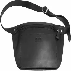 Belt Bag Waist Bag Genuine Leather Fanny Pack 6.5” x 12” Max Waist 45.28” Black