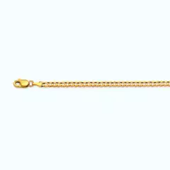 14k Yellow Gold 2.5mm Solid Curb Chain Necklace Size 16"-30"