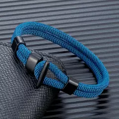 Pulsera de cuerda Náutica de doble capa para hombre accesorios de supervivencia