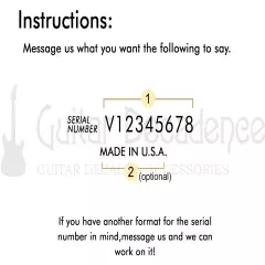 Custom Serial Number Waterslide Guitar Headstock Decal