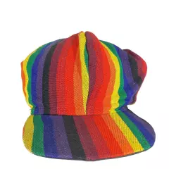 Railroad Baseball Cap RAINBOW Train Conductor Hat USA Men L-XL Stretch VTG Rare!