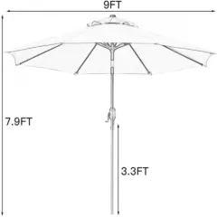 Sunnyglade 9' Patio Umbrella Outdoor Table with 8 Sturdy Purple 