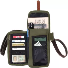 Travel Organizer Pouch Canvas Passport Holder Wallet Case Portfolio Shoulder Bag