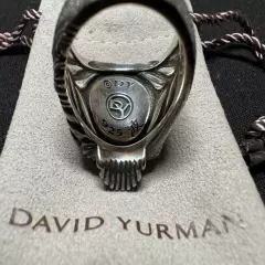 Men's David Yurman 925 Stirling Silver Waves Ruby Eyes Skull Ring Size 10