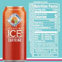 Sparkling Ice +Caffeine Variety Pack, Flavored Sparkling Water, Zero Sugar, wit