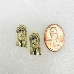 10K Yellow Gold Jesus Earrings Jesus Face Earrings .6 Inch