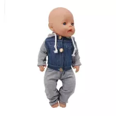 Grey Blue Fashion Clothes Set Fit 18in American Boy Doll Girl Doll Outfit Pants