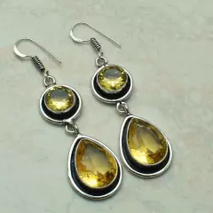 Citrine Handmade Drop Dangle Earrings Jewelry Gift For Her 2.48"AE 59977