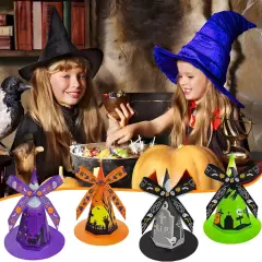 Halloween Party Favors for Kids, 24 Pack Witch Hat Shaped Treat Bags along... 