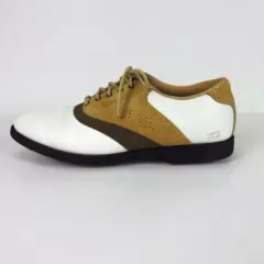 FootJoy TCX Golf Shoes Women's Sz 9.5 M White Tan Brown Soft Spikes