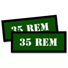 35 REM Ammo Can Decals .35 Ammo Can Labels Vinyl Stickers 2-pack GREEN 3"x1.15"