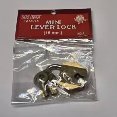 Solid Brass Mini Lever Lock Padlock With Skeleton Key. Tiny 15 mm Made In India.