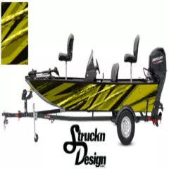 Dark Yellow Distressed Pontoon Modern Fishing Graphic Bass Boat Vinyl Wrap Decal