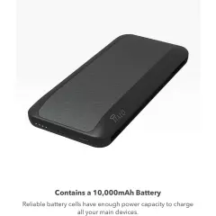 10000 AC Portable Power Bank | 10,000mAh | Built-in AC Wall Plug | USB-C | Black