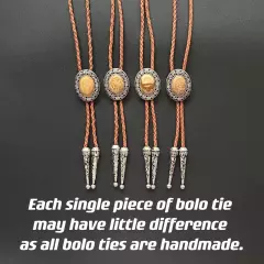 Western Cowboy Bolo Tie Brown Stone Cord Necktie Alloy Necklace Wedding Grooms