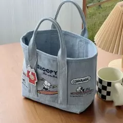 Cartoon Snoopy Embroidered Canvas Bag: Large Capacity, Portable, Handheld