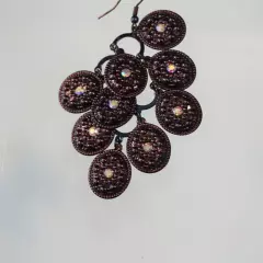 Glitter Disc Dangle Drop Chandelier Earrings Pierced Hook