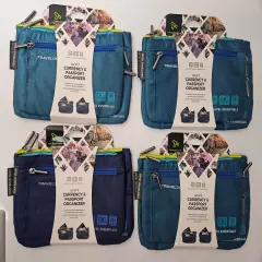 New Travelon Currency and Passport Organizer Set of 2 Teal Nylon Travel Pouch