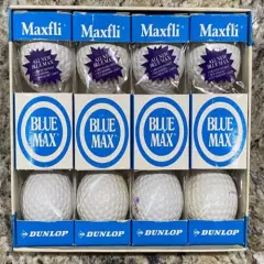 Vintage Maxfli Dunlop BLUE MAX Golf Balls Dozen 12 White New Old Stock NIB