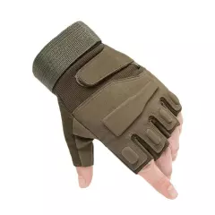 Military Tactical Leather Half Finger Gloves Combat Army Fingerless Gloves Work