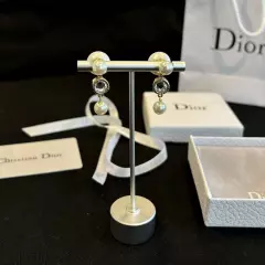 christian Dior pearl drop earrings, pearl studs with Full Packing