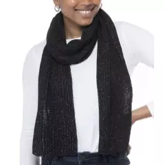 Style & Co NWT Solid Ribbed Muffler Extra Long Recycled Wrap Scarf Black OS New